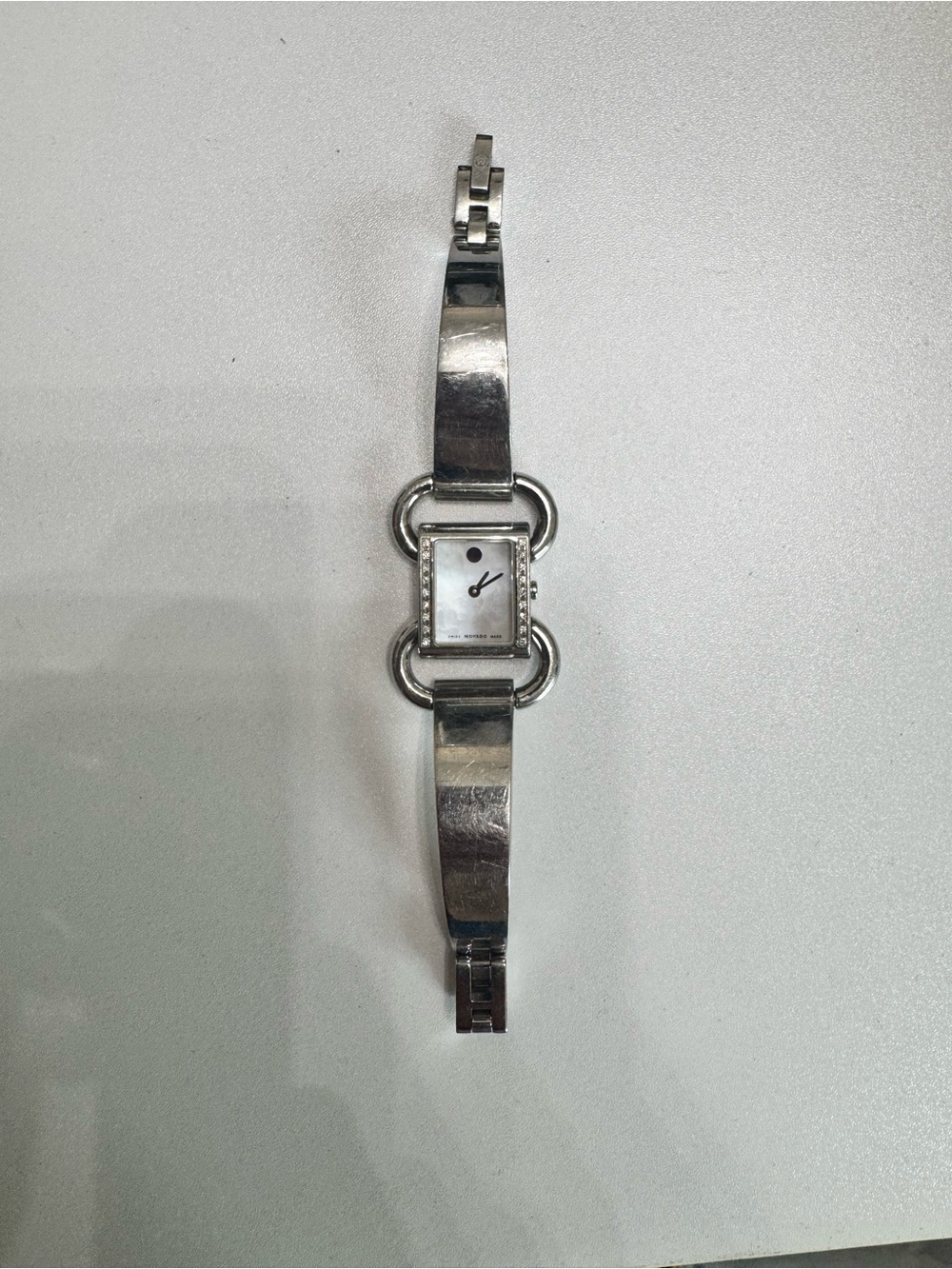 Movado Women's Silver-Tone Bracelet Watch with Mother-of-Pearl Dial